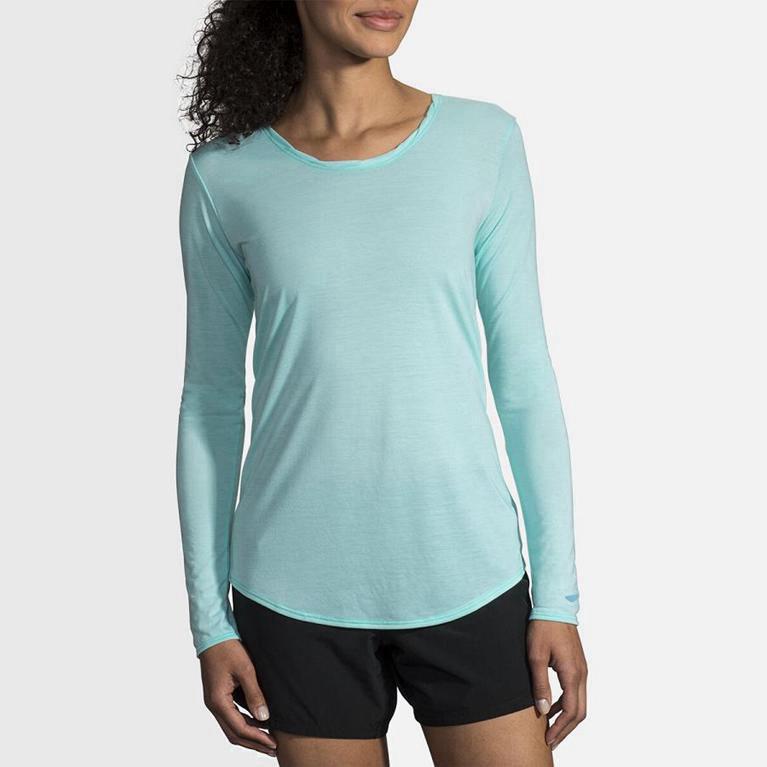 Brooks Distance Hardloopshirts Met Lange voor Dames Blauw (JKRUY-2497)